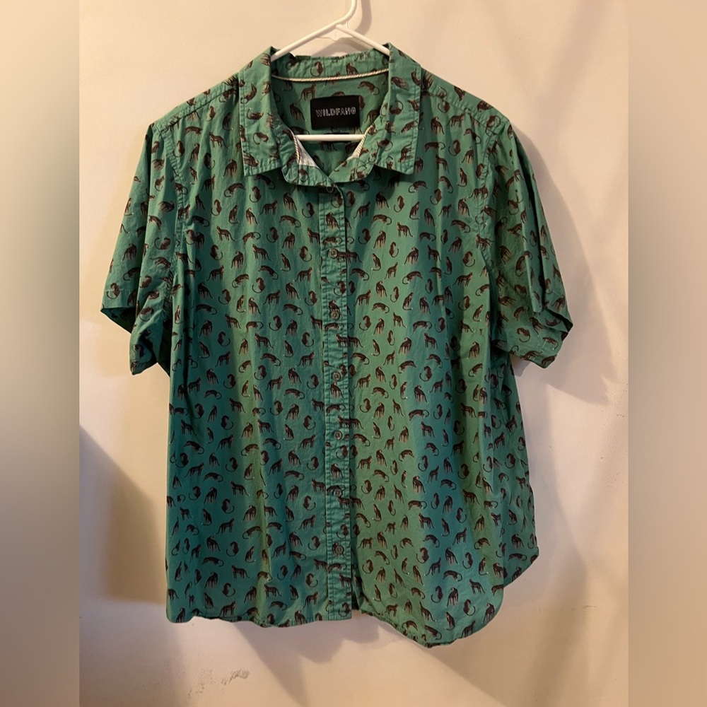 Wildfang Green Cheetah Shirt